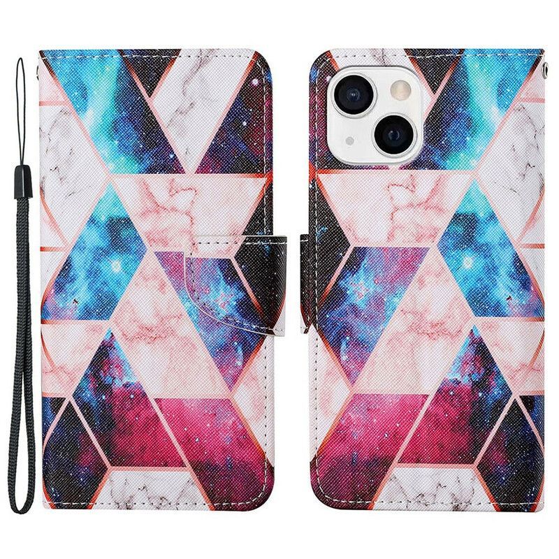 Kožený Kryt Iphone 13 Mramor S Popruhem