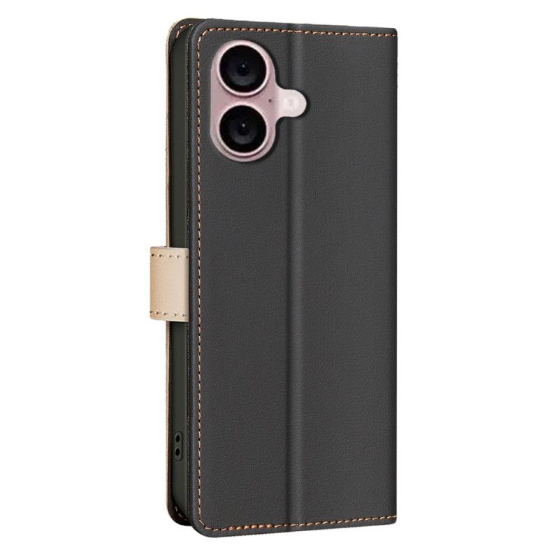 Kožený Kryt iPhone 16 Dvojbarevné Binfen Rfid Blokování