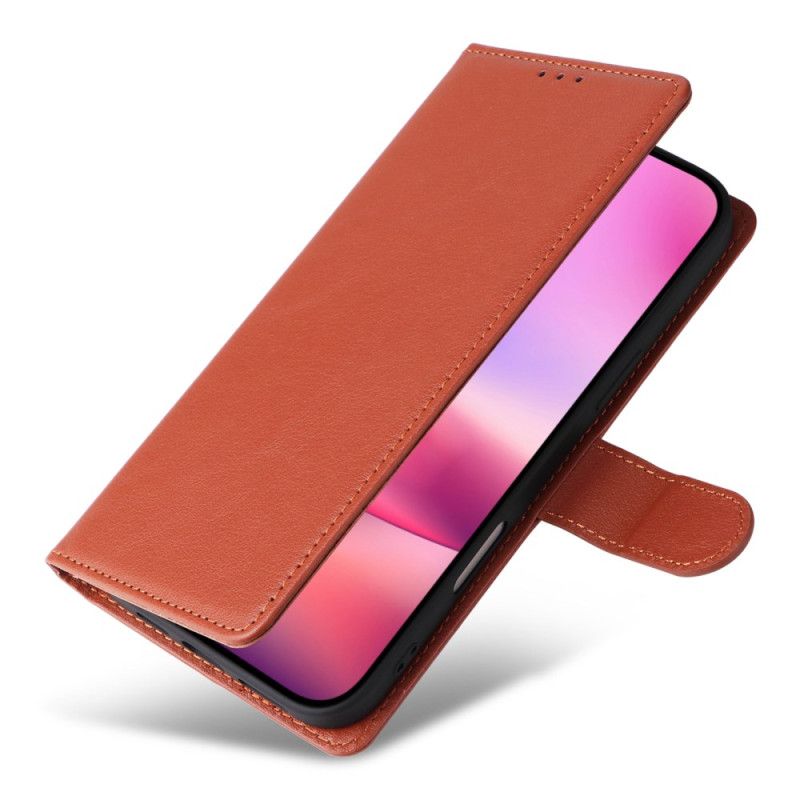 Kožený Kryt iPhone 16 Efekt Hladké Kůže
