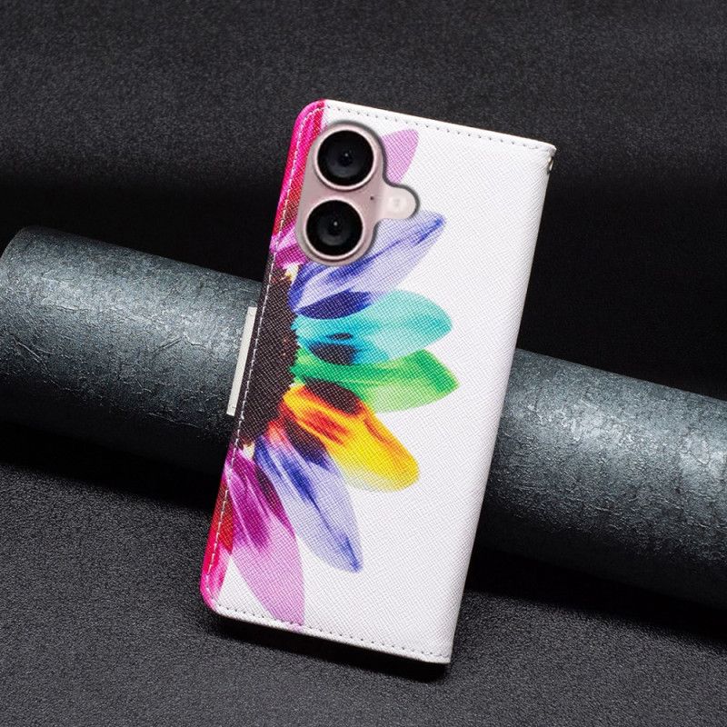 Kožený Kryt iPhone 16 Květina Akvarelu