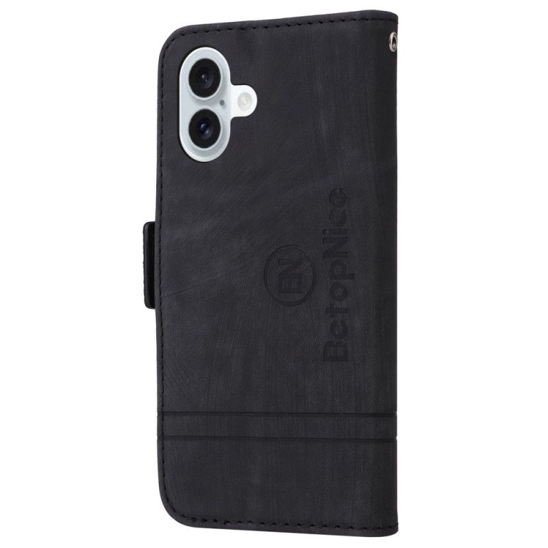 Kožený Kryt iPhone 16 Plus Betopnice Přední Držák Karty