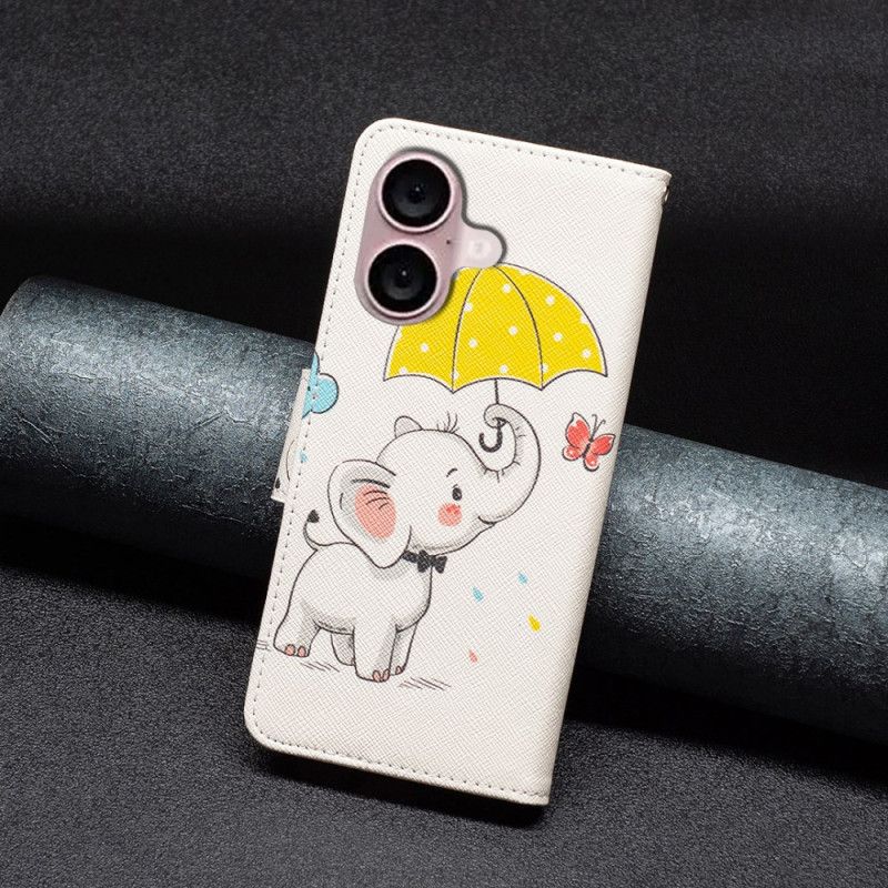 Kožený Kryt iPhone 16 Plus Deštník A Slon