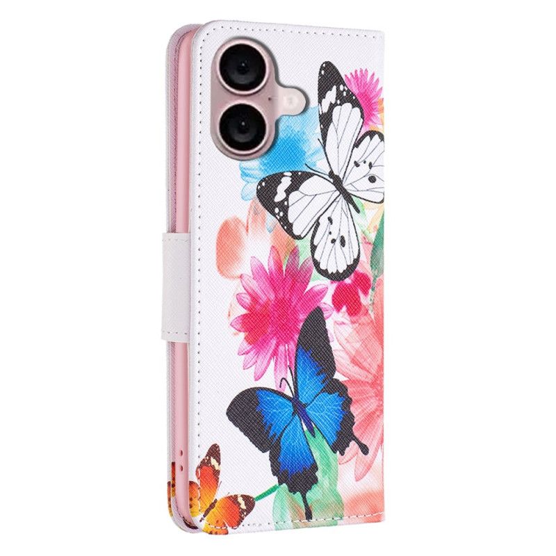 Kožený Kryt iPhone 16 Plus Dva Motýli