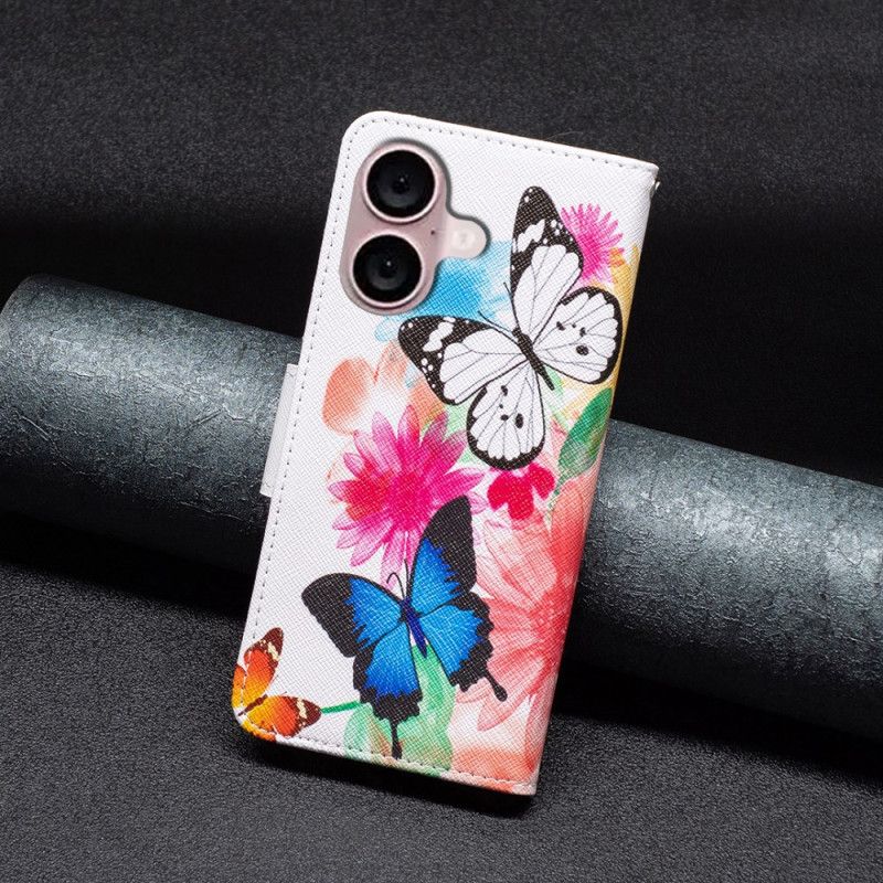 Kožený Kryt iPhone 16 Plus Dva Motýli