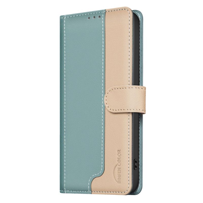 Kožený Kryt iPhone 16 Plus Dvoubarevná Technologie Blokování Rfid Binfen Color