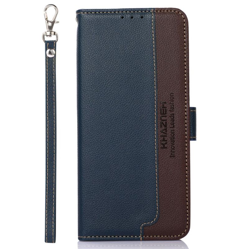Kožený Kryt iPhone 16 Plus Khazneh Bicolor Blokování Rfid