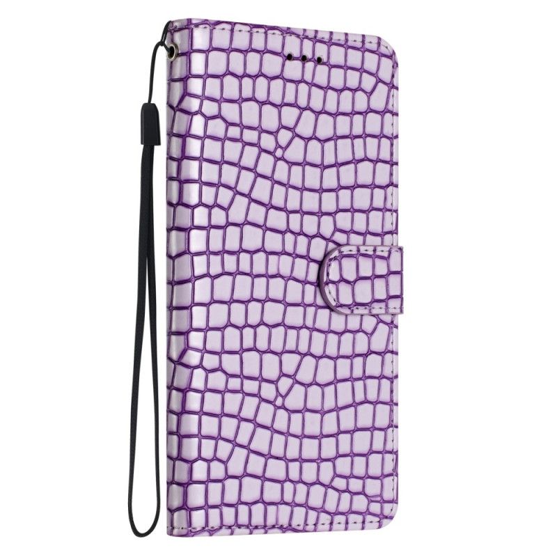 Kožený Kryt iPhone 16 Plus Krokodýlí Styl S Popruhem