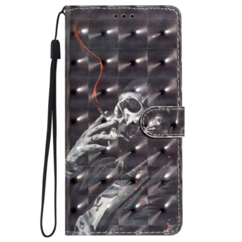 Kožený Kryt iPhone 16 Plus Kuřácká Kostra S Popruhem