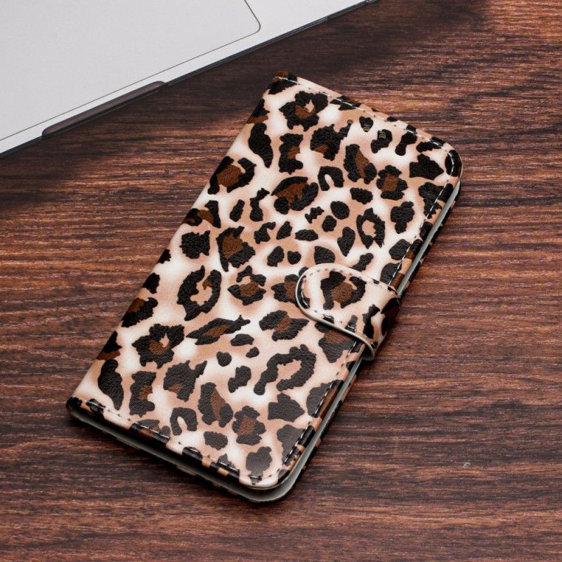 Kožený Kryt iPhone 16 Plus Leopardí Vzor S Páskem