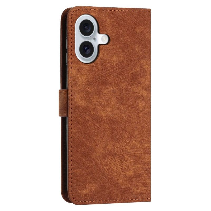 Kožený Kryt iPhone 16 Plus Linky S Popruhem