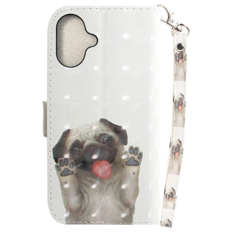 Kožený Kryt iPhone 16 Plus Mops S Popruhy