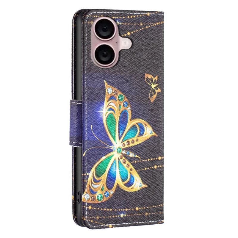 Kožený Kryt iPhone 16 Plus Motýlí Šperky