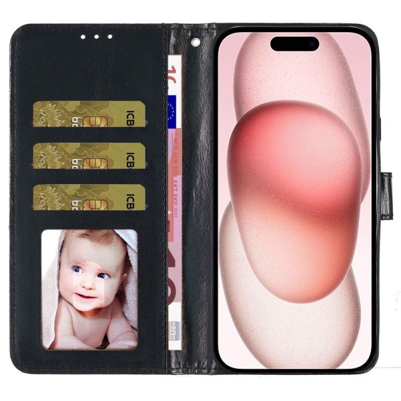 Kožený Kryt iPhone 16 Plus Páskové Flitry