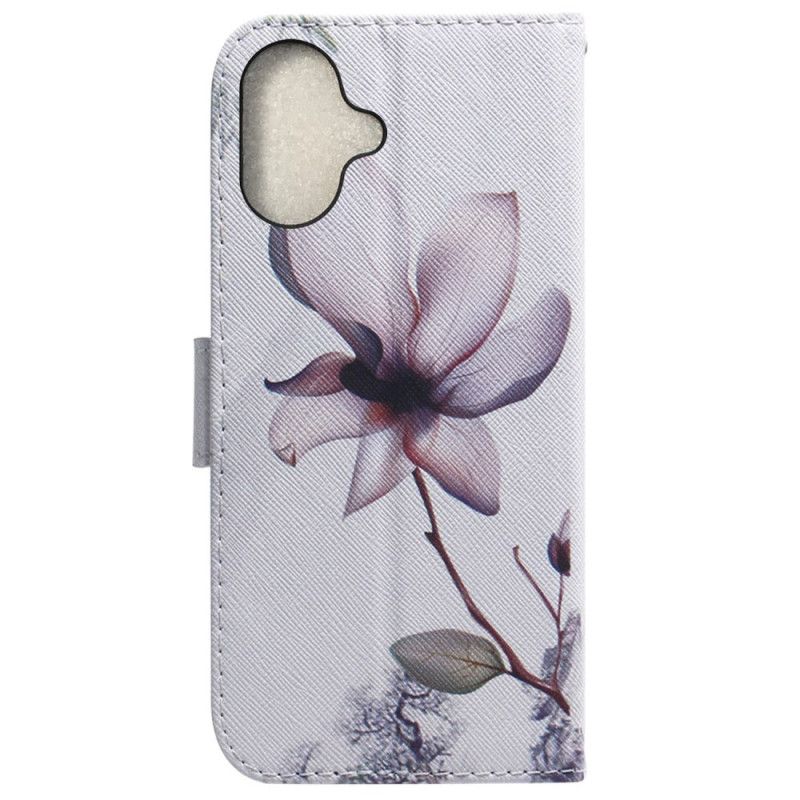 Kožený Kryt iPhone 16 Plus Růžový Květ