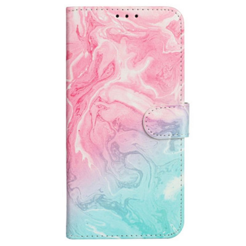 Kožený Kryt iPhone 16 Plus Růžový Zelený Mramor