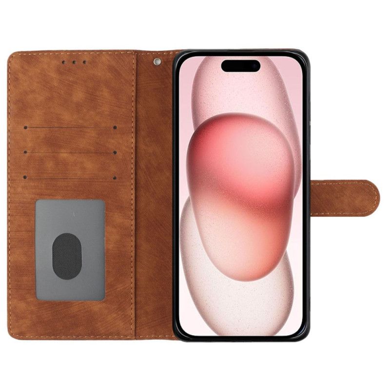 Kožený Kryt iPhone 16 Plus Semišový Efekt S Páskem