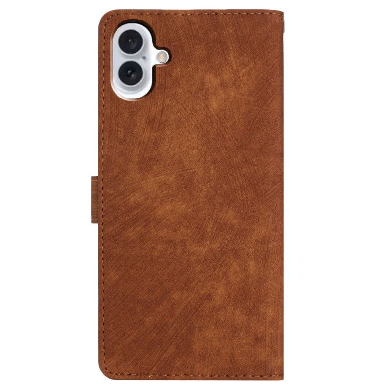 Kožený Kryt iPhone 16 Plus Semišový Efekt S Páskem
