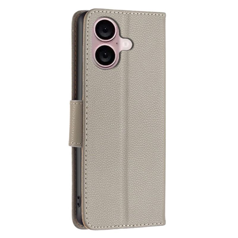 Kožený Kryt iPhone 16 Plus Textura Litchi S Popruhem