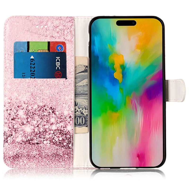 Kožený Kryt iPhone 16 Plus Vzor Z Růžového Mramoru