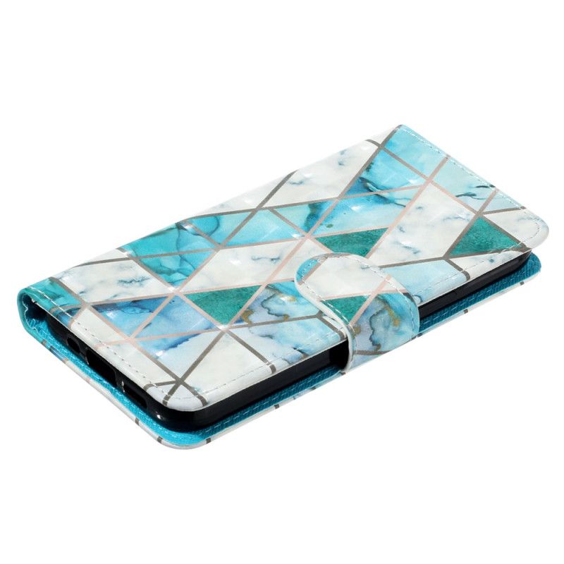 Kožený Kryt iPhone 16 Plus Zelený Mramor S Popruhem
