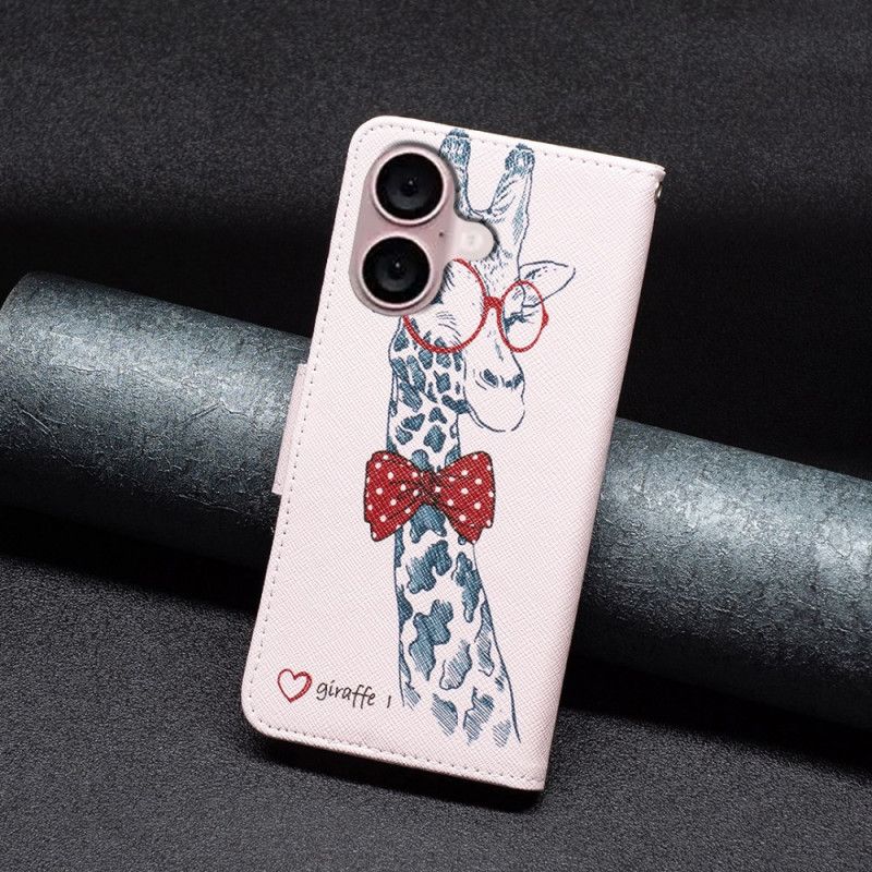 Kožený Kryt iPhone 16 Plus Žirafa Intello