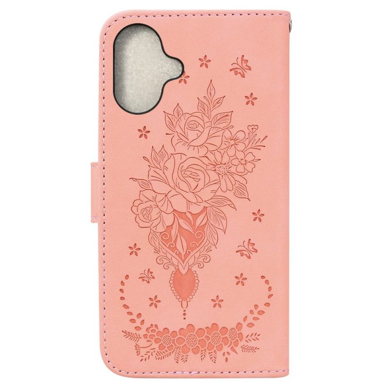 Kožený Kryt iPhone 16 Popruhové Růže