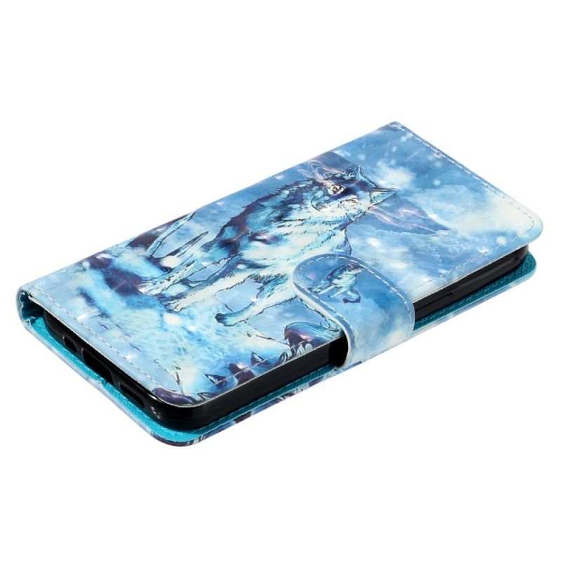 Kožený Kryt iPhone 16 Připoutaný Sněžný Vlk