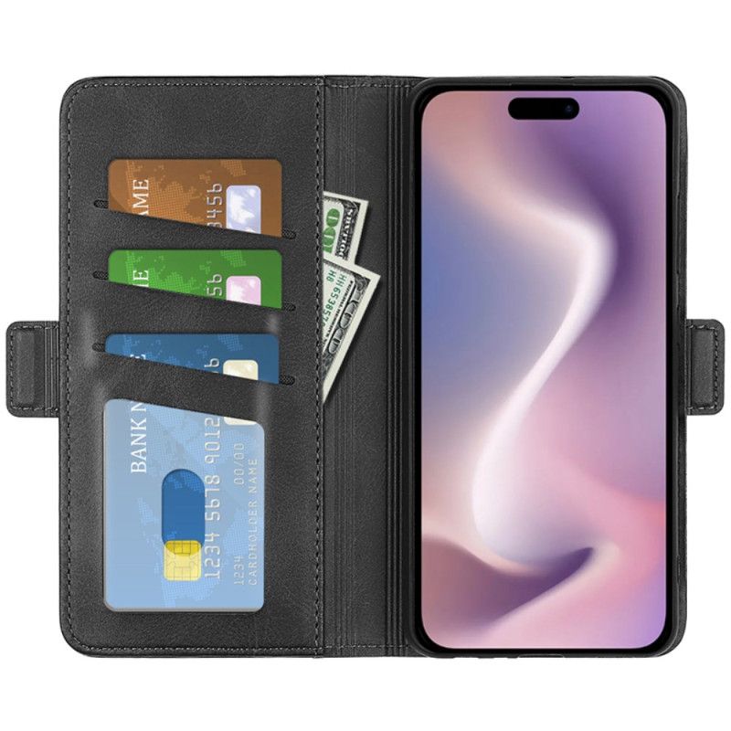 Kožený Kryt iPhone 16 Pro Dvojité Zapínání
