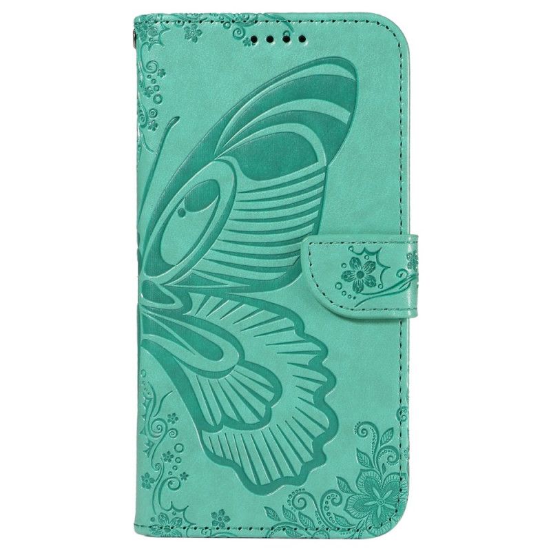 Kožený Kryt iPhone 16 Pro Grafický Motýl