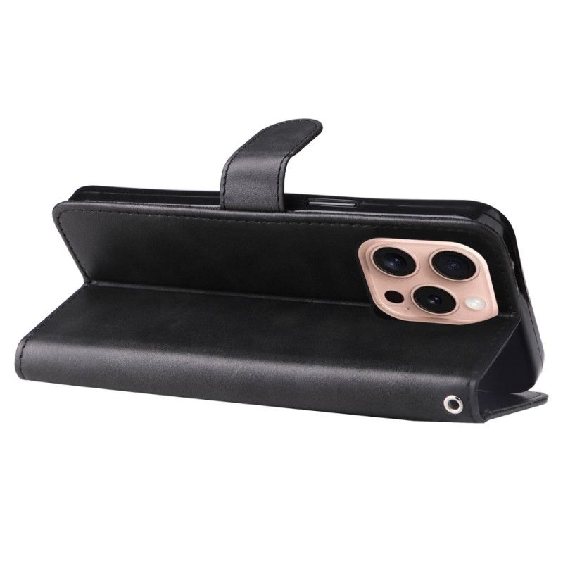 Kožený Kryt iPhone 16 Pro Kapsa Na Zip