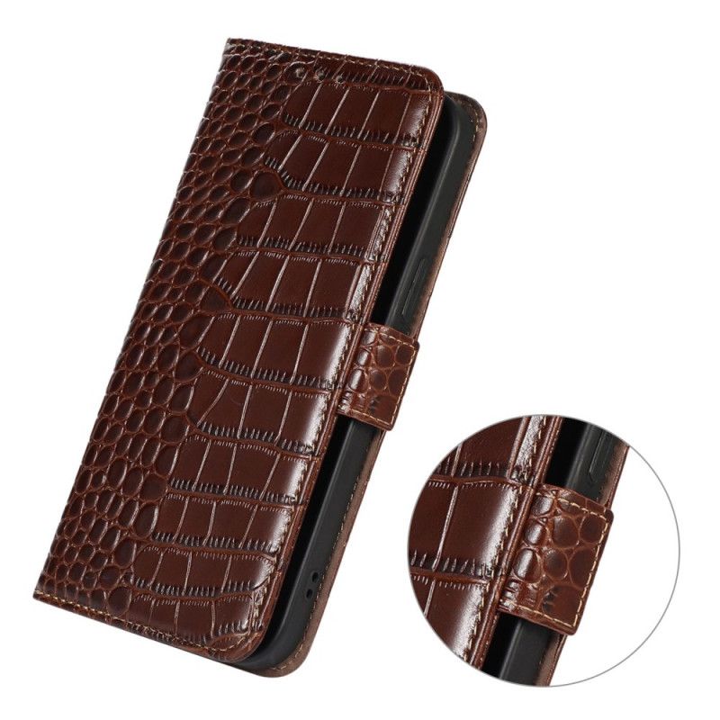 Kožený Kryt iPhone 16 Pro Max Blokování Rfid Textury Krokodýla