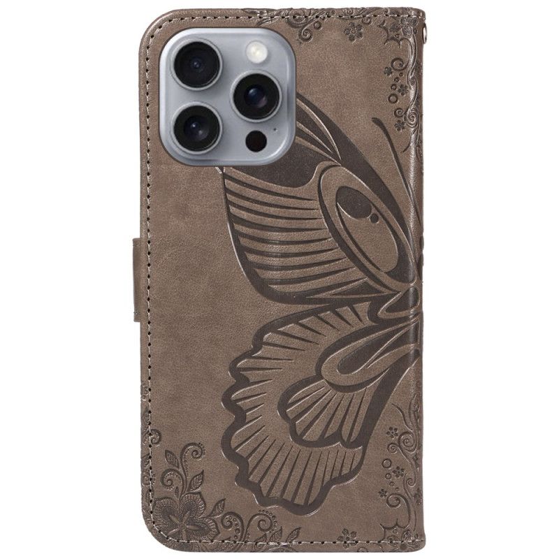 Kožený Kryt iPhone 16 Pro Max Obrázek Motýla