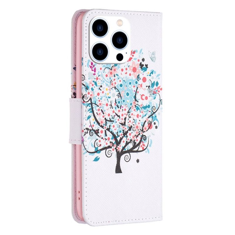 Kožený Kryt iPhone 16 Pro Rozkvetlý Strom