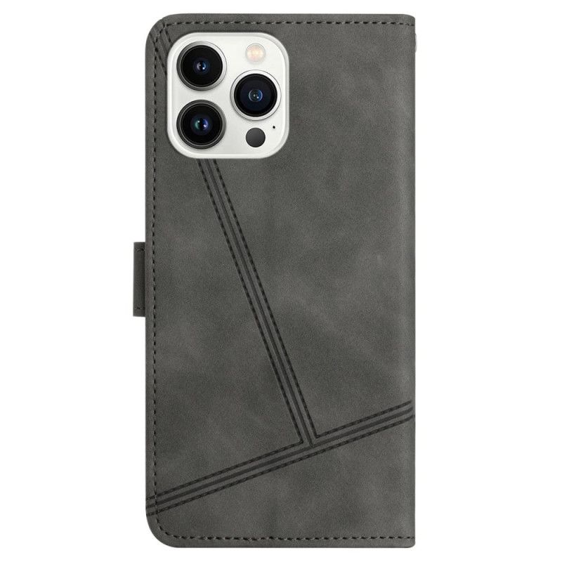 Kožený Kryt iPhone 16 Pro Šňůry A Tahy Za Lanko