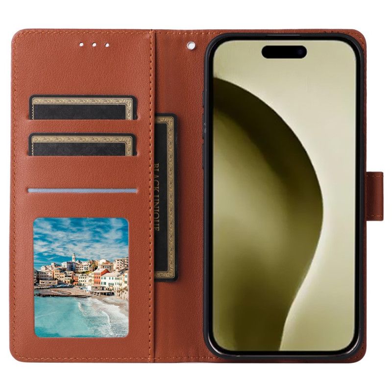 Kožený Kryt iPhone 16 Pro Styl Koženého Řemínku