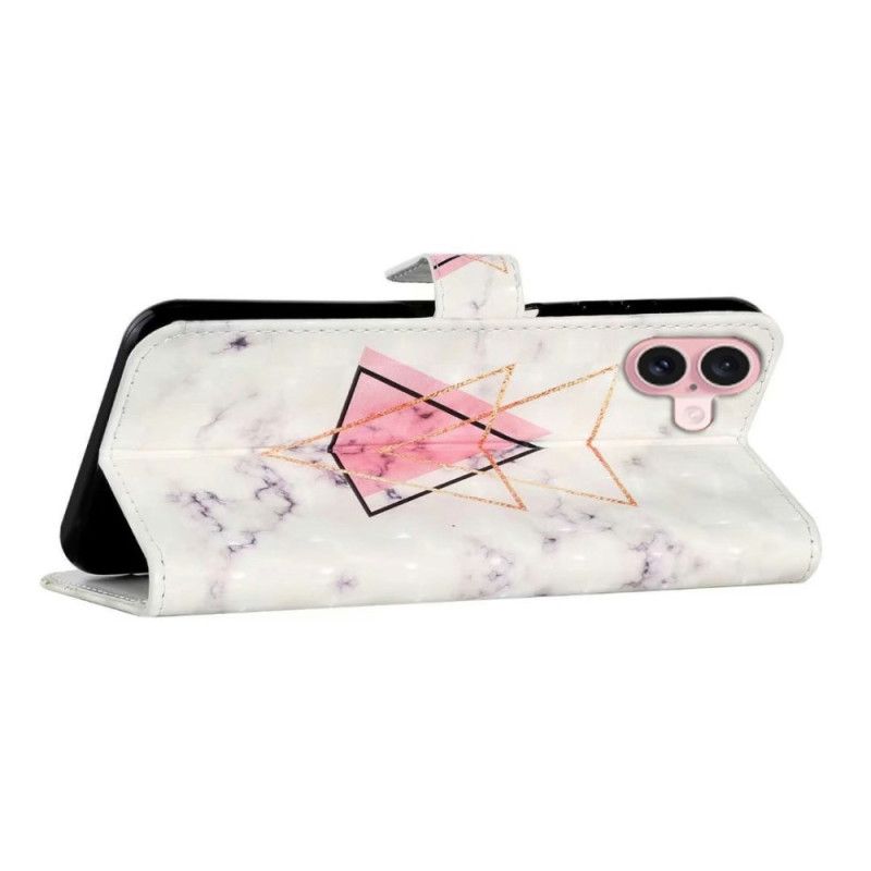 Kožený Kryt iPhone 16 Trojúhelníkový Mramor