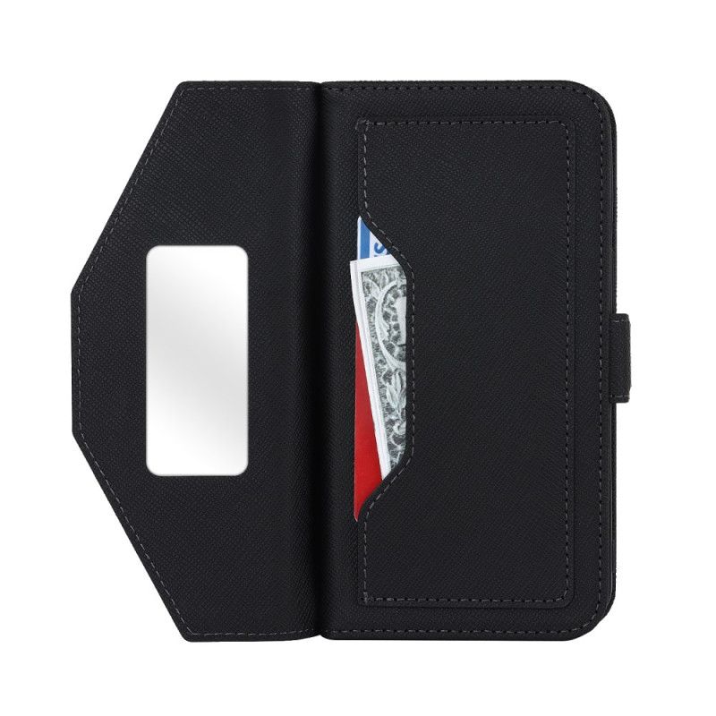 Kožený Kryt iPhone 17 Peněženka S Ramenním Popruhem A Zrcátkem