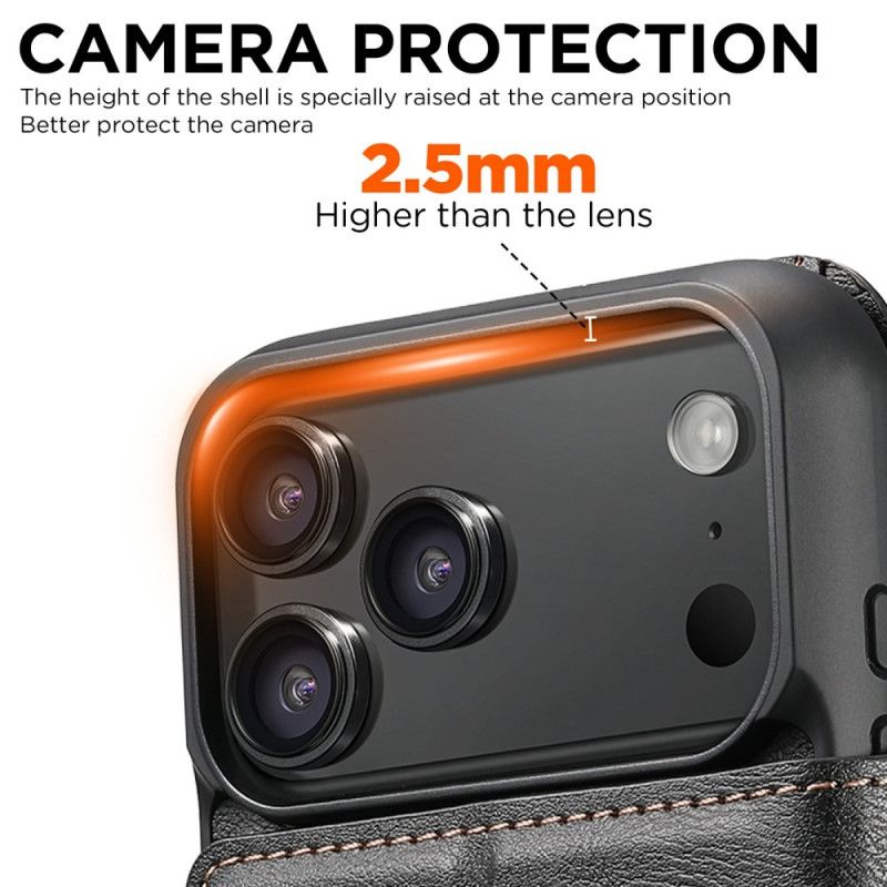 Kožený Kryt iPhone 17 Pro Dvoubarevné Odnímatelné Pouzdro Magsafe