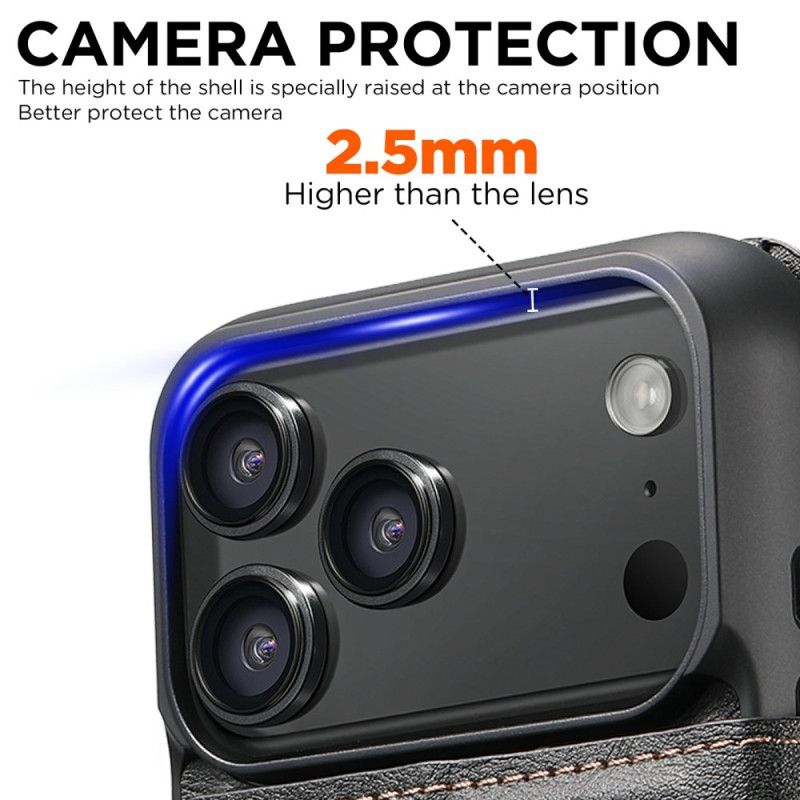 Kožený Kryt iPhone 17 Pro Magnetický S Retro Odnímatelným Pouzdrem