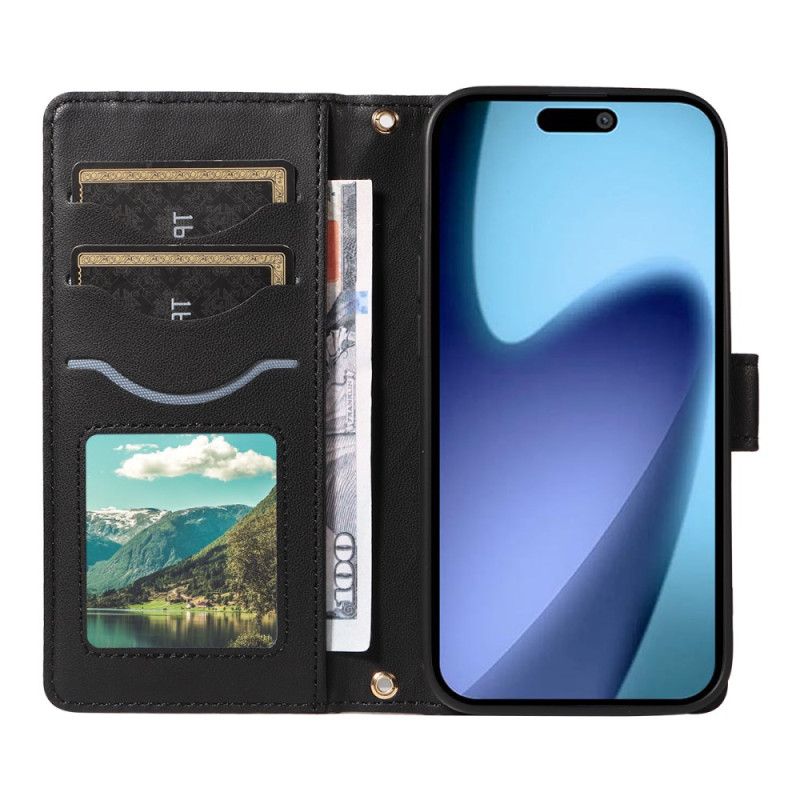 Kožený Kryt iPhone Air Prošívaná S Popruhem A Ramenním Popruhem