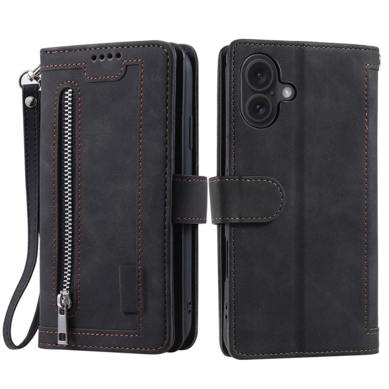 Kožený Kryt Na iPhone 16 Plus A9 Držák Na Lanyard