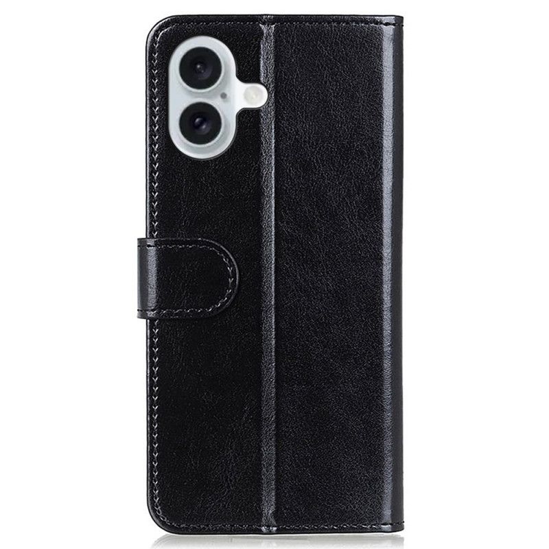 Kožený Kryt Na iPhone 16 Plus Umělá Lakovaná Kůže