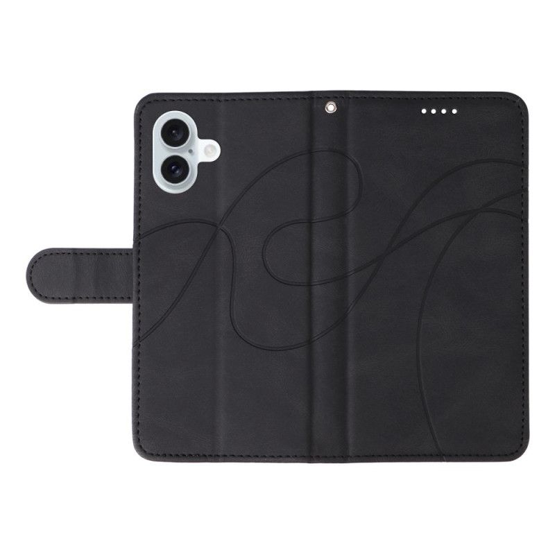 Kožený Kryt Na iPhone 16 Plus Vlnité Řemínky