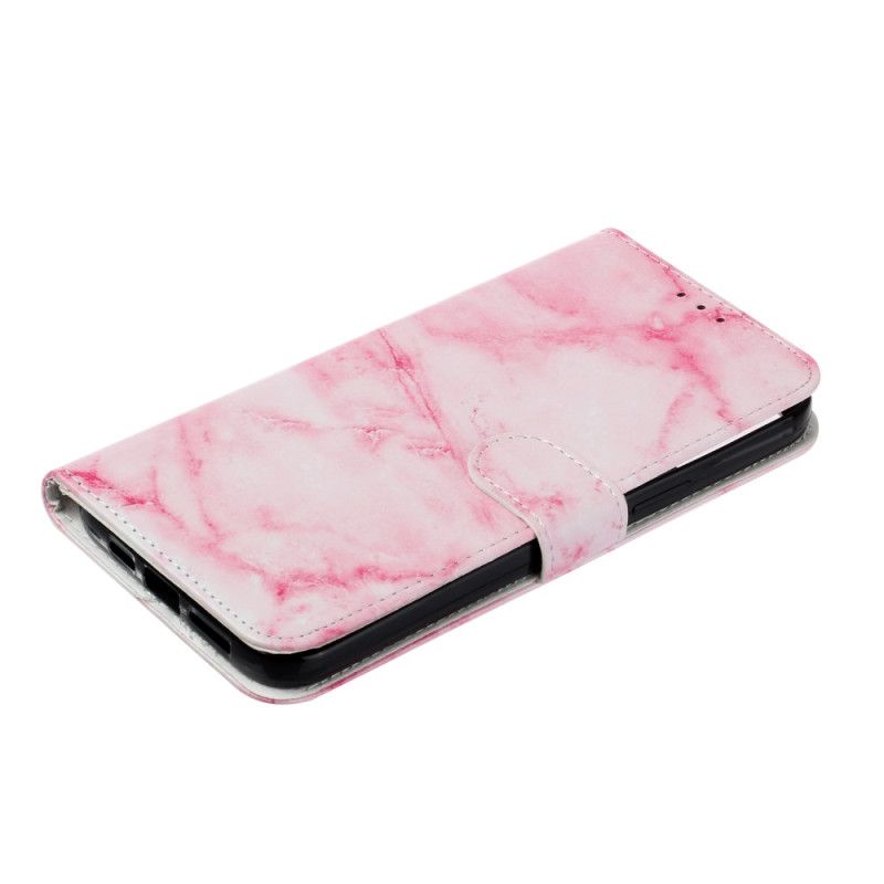 Kožený Kryt Na iPhone 16 Plus Vzor Růžového Mramoru