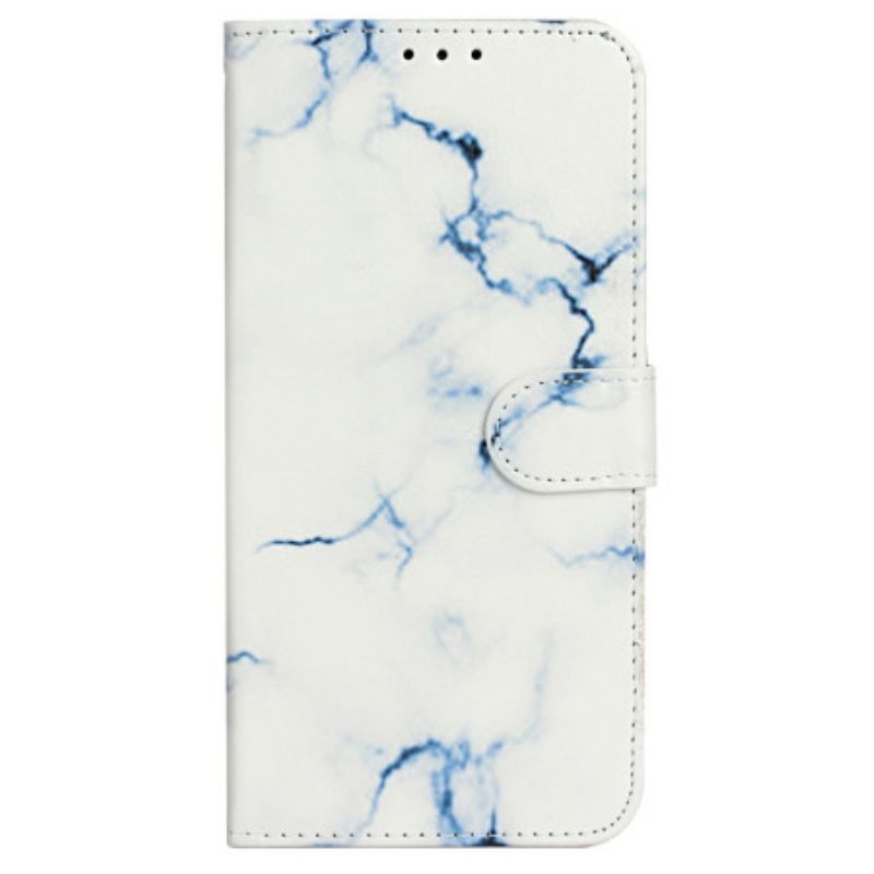 Kožený Kryt Na iPhone 16 Plus Vzor Z Bílého Mramoru