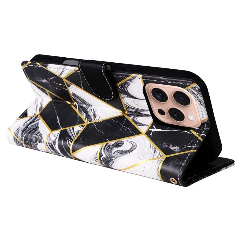 Kožený Kryt Na iPhone 16 Pro Design Mramorového Popruhu