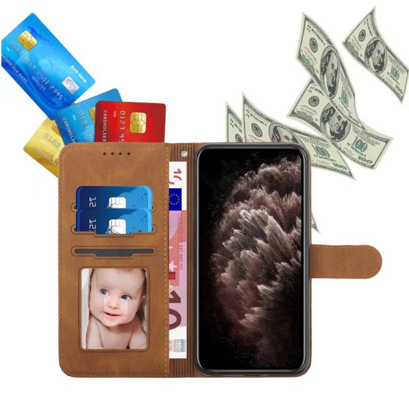Kožený Kryt Na iPhone 16 Vzor Čar A Kosočtverců S Páskem
