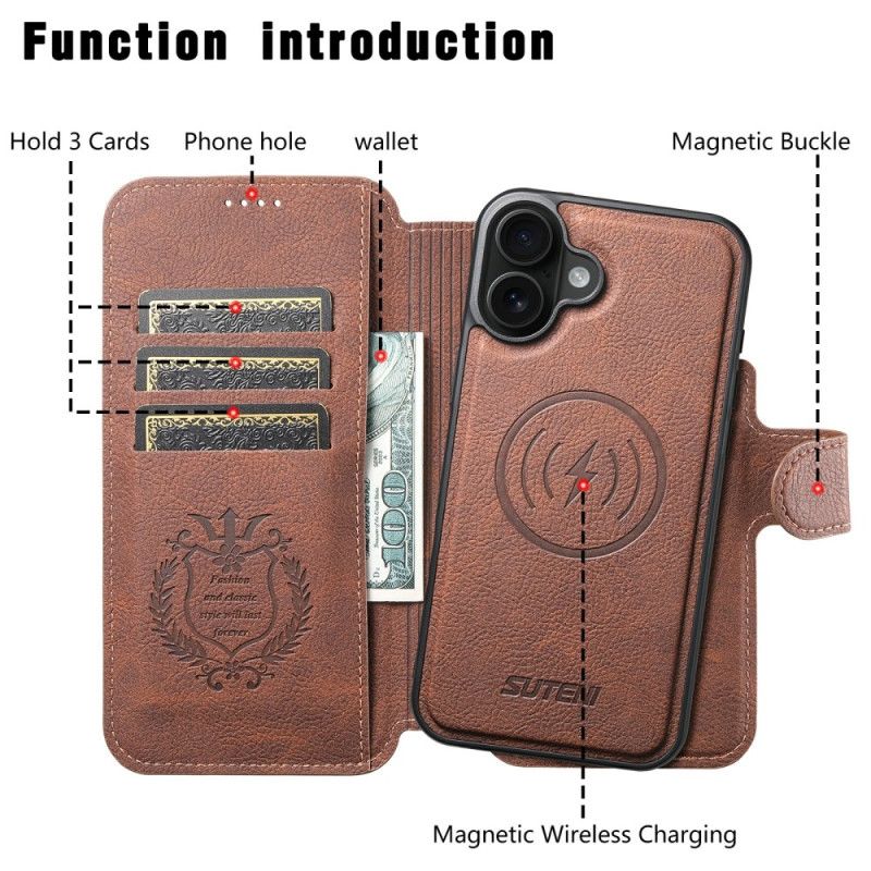 Kožený Kryt Na iPhone 17 Odnímatelné Pouzdro Magsafe Suteni