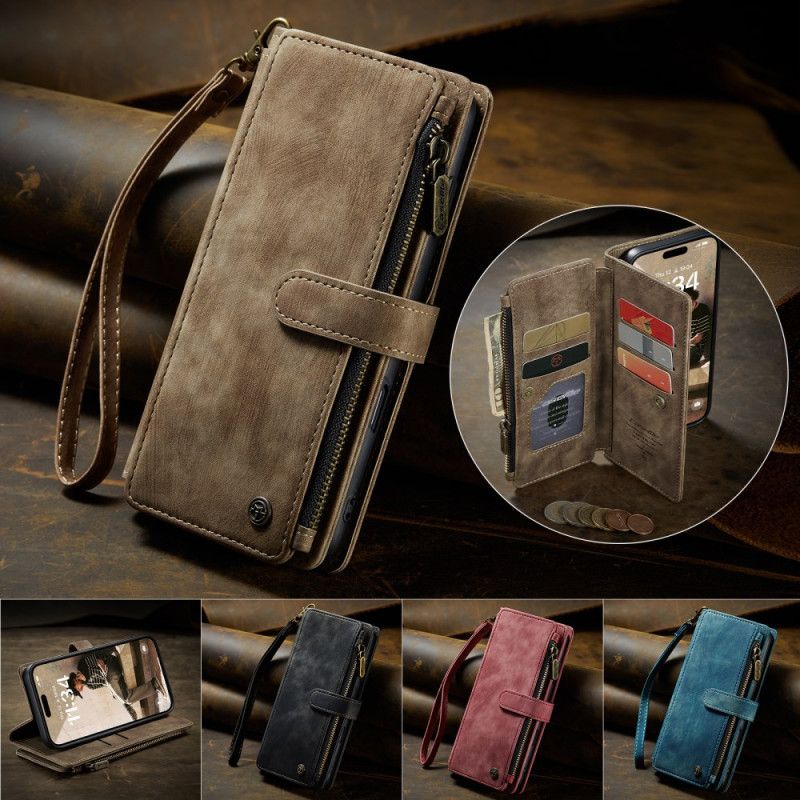 Kožený Kryt Na iPhone 17 Peněženka S 10 Sloty Na Karty