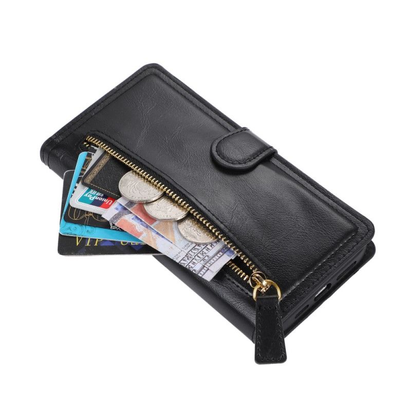 Kožený Kryt Na iPhone 17 Pro Max Kapsa Na Zip